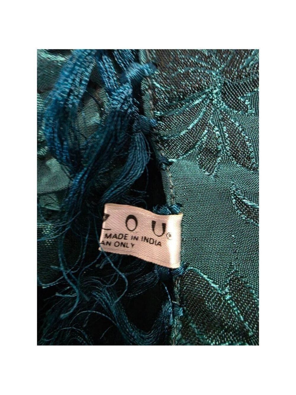 Women's Zou Teal Floral Pattern Scarf One Size - Picture 6 of 7